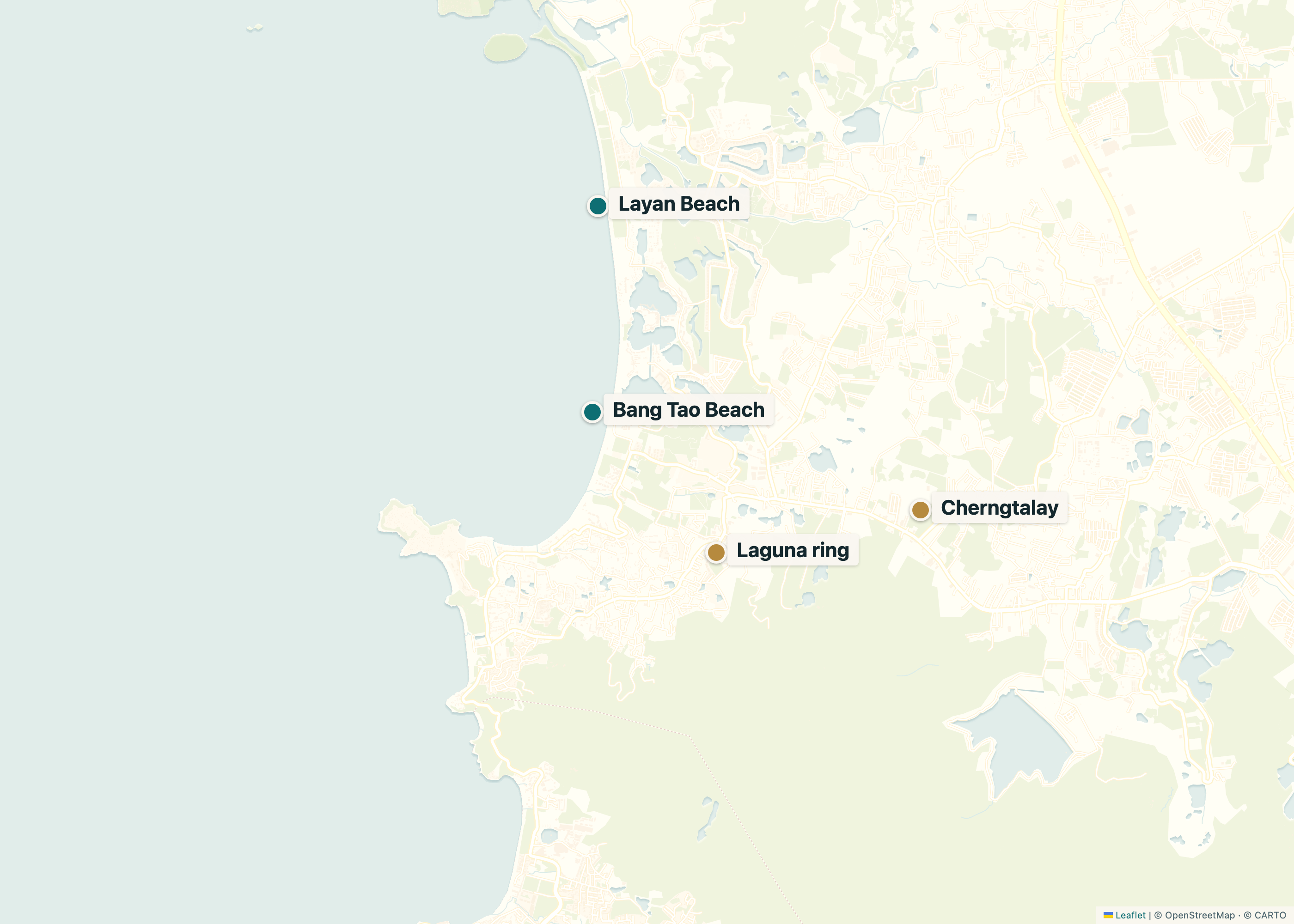 Bang Tao & Layan district map