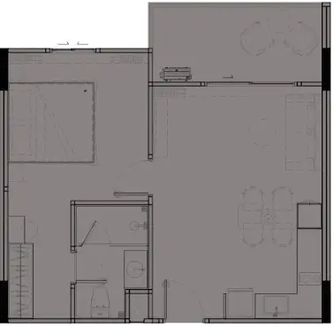 The Title Legendary 1-bedroom 52 sqm floor plan