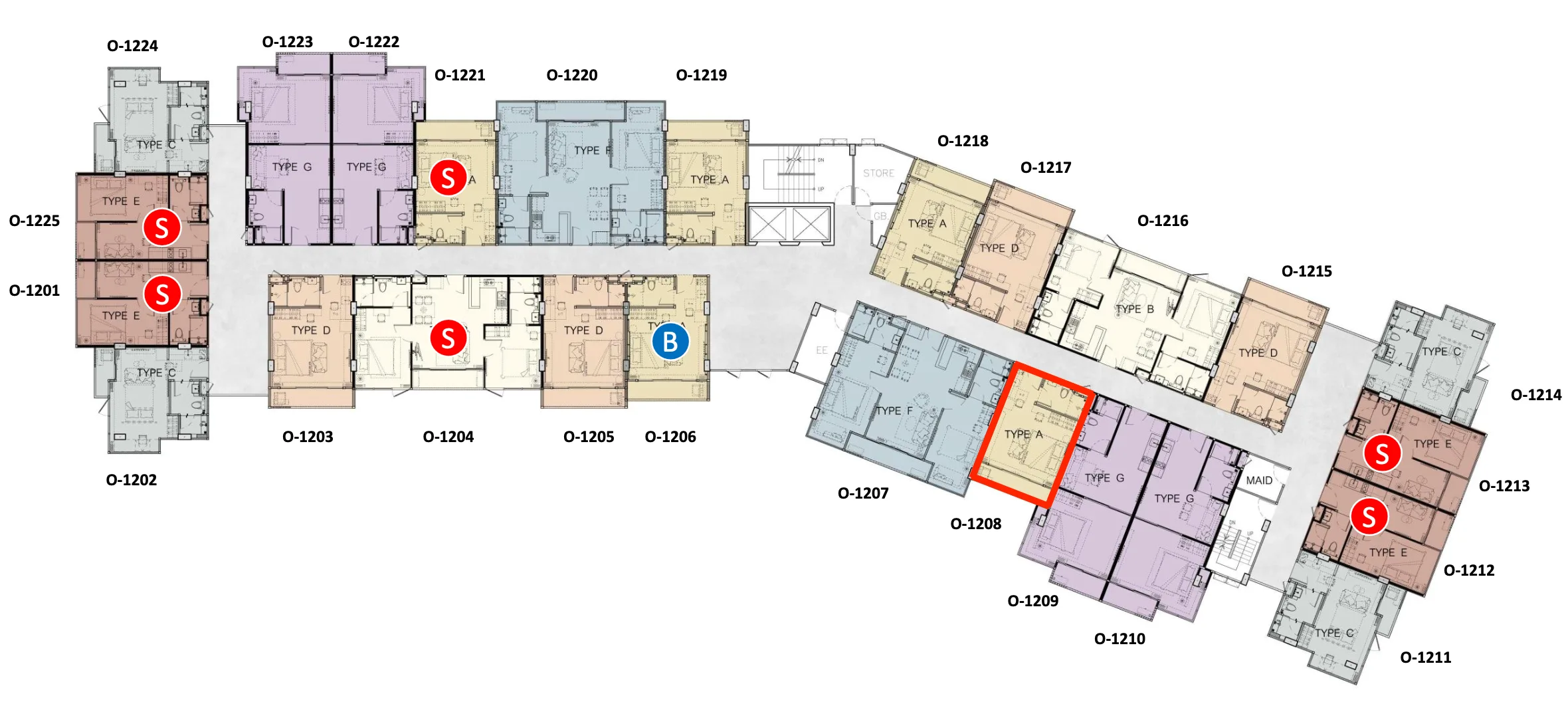 VIP Space Odyssey floor plan location for O-1208