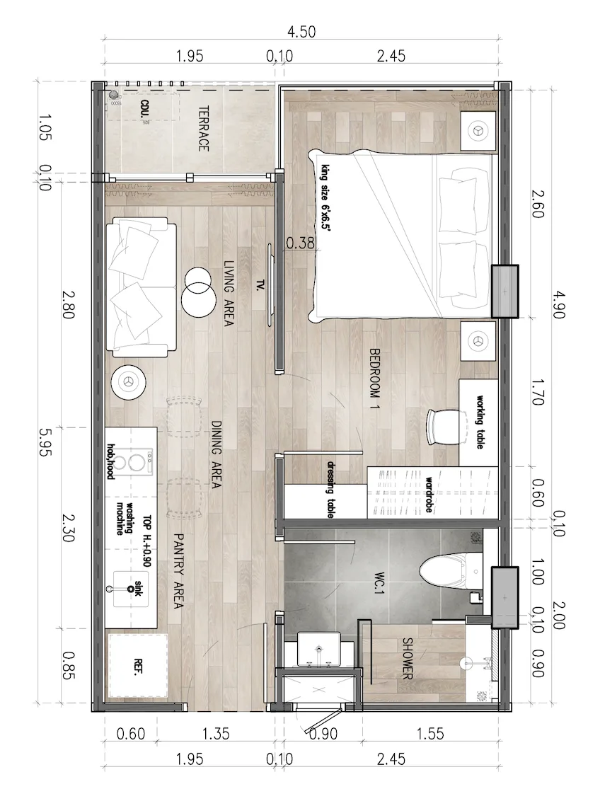 VIP Space Odyssey O-1801 Type E 1-bedroom floor plan