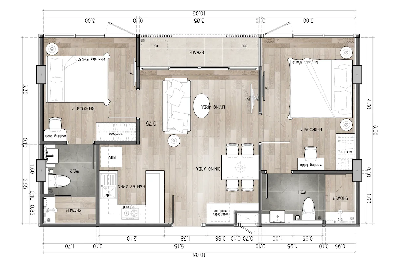 VIP Space Odyssey O-2112 Type B 2-bedroom floor plan