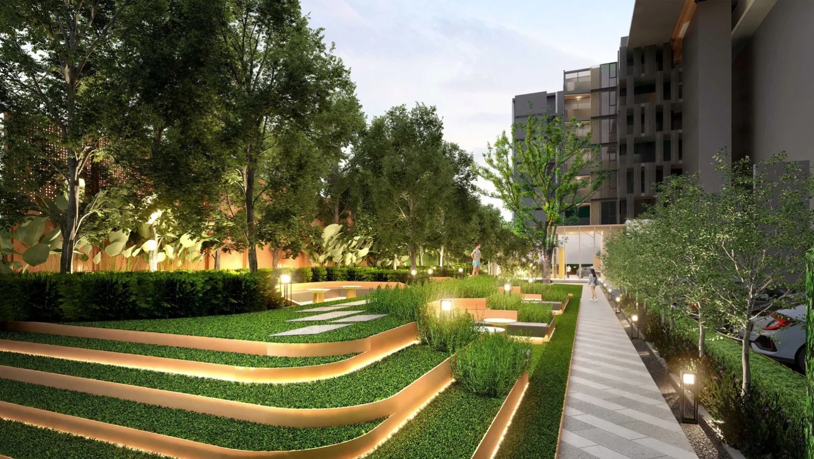 VIP Venus Karon garden walkway with warm landscape lighting