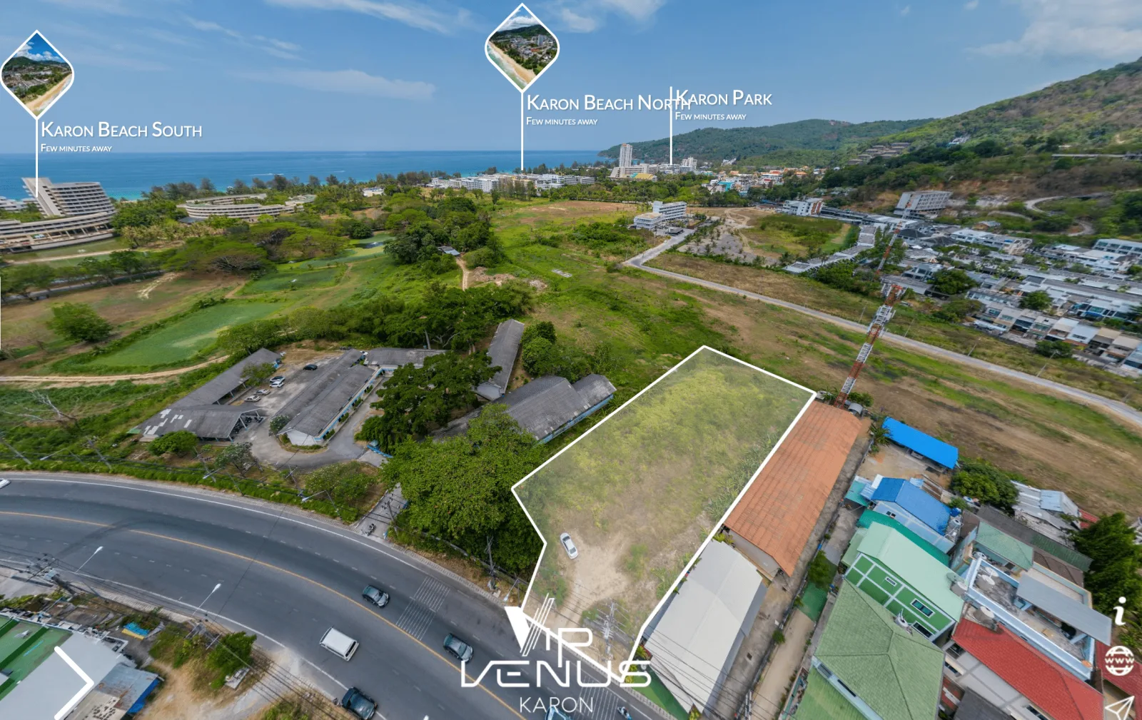 VIP Venus Karon aerial map showing proximity to Karon Beach